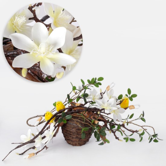 Artificial Magnolias Branch Cream 61cm Artificial Flowers
